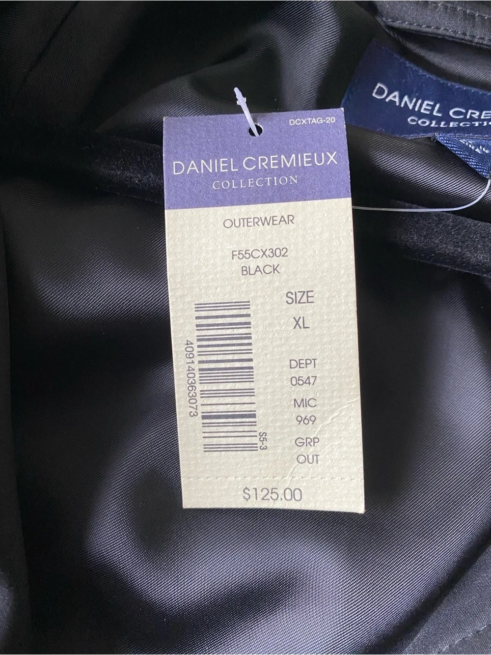 NWT Daniel Cremieux Collection Black Water Resistant Zip Jacket Coat Men’s XL